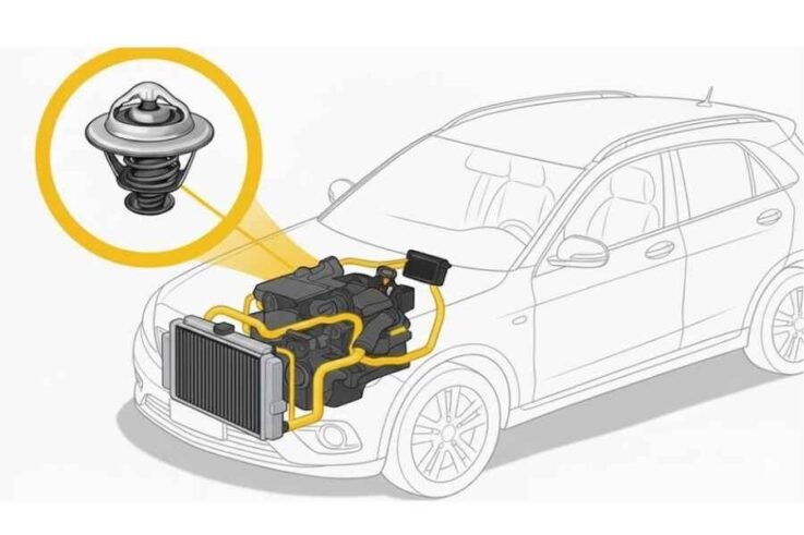 Bad car thermostat symptoms including overheating, coolant leaks, and temperature spikes