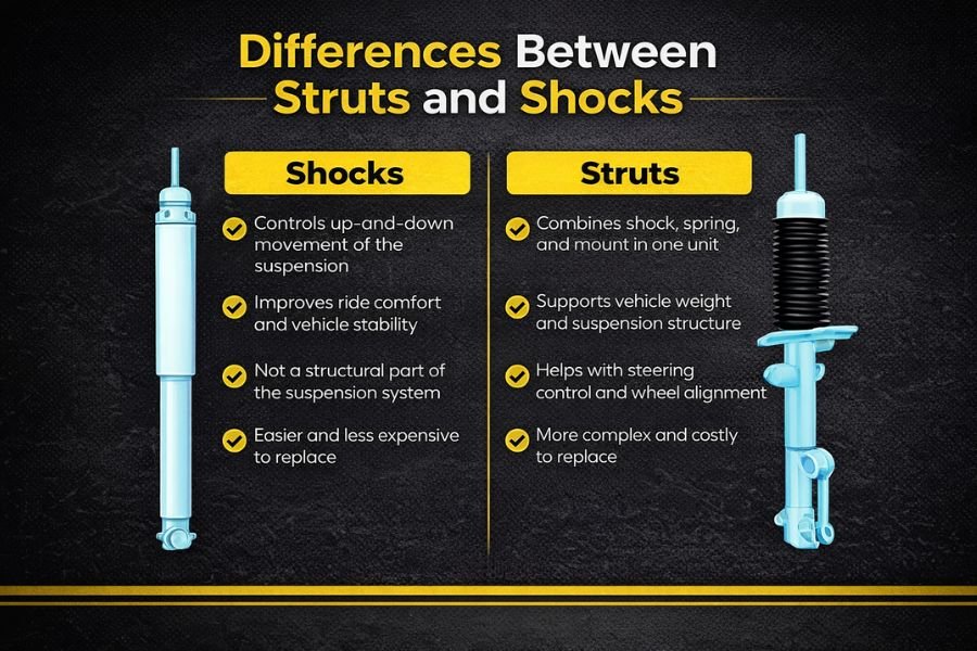 Difference Between a Strut and a Shock