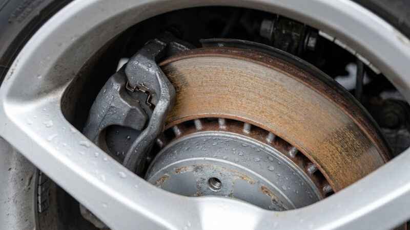 Surface rust on brake rotor after rain