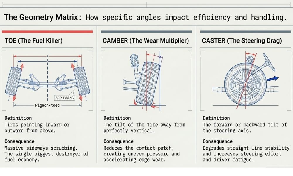 wheel alignment geometry and specific angles